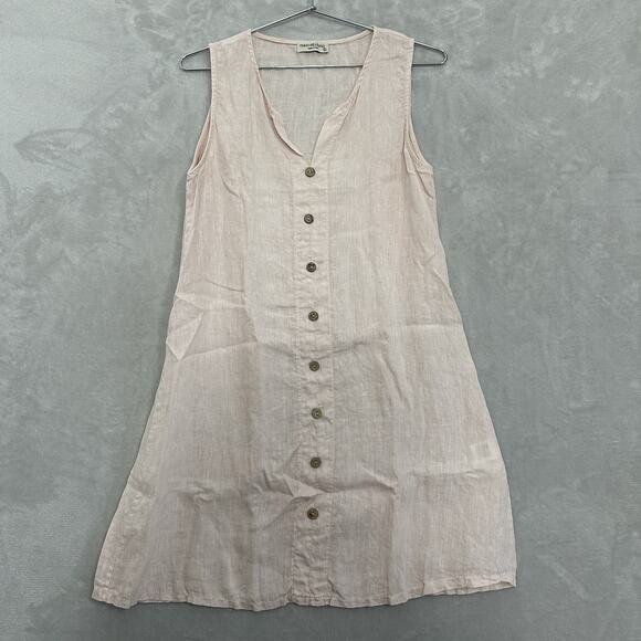 Terzo Millennio Italy Linen Sleeveless Dress Womens Size Small Pale Pink - Picture 1 of 12